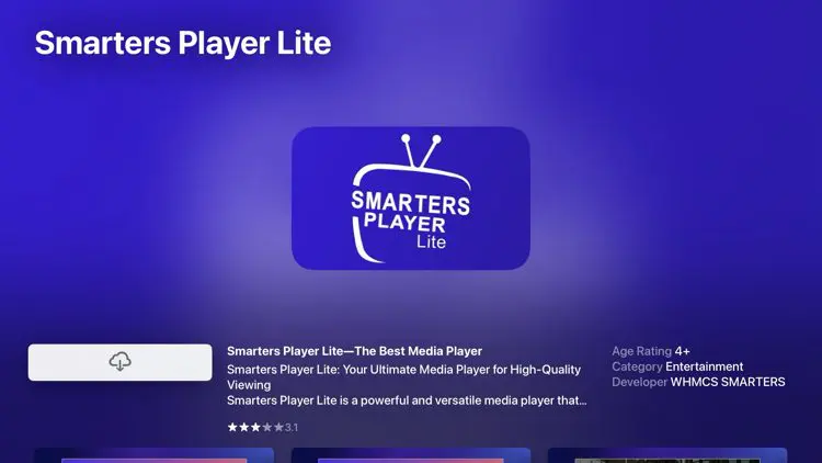 Downloading Smarters Player Lite on Apple TV 4K