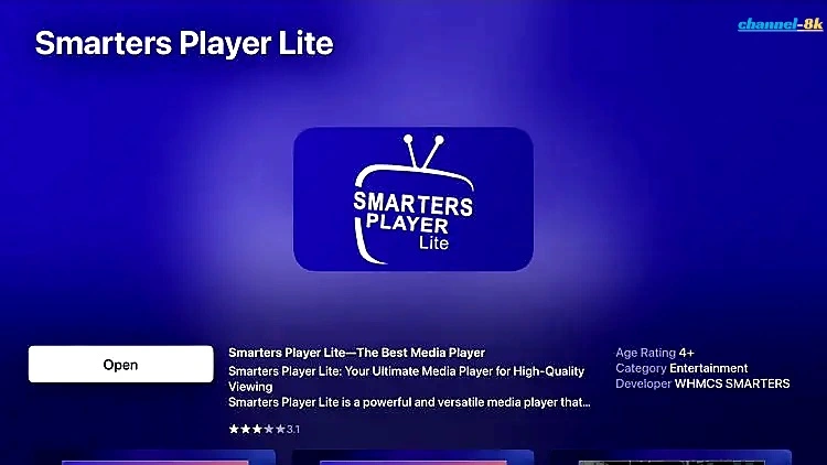 Opening the IPTV Smarters app on Apple TV