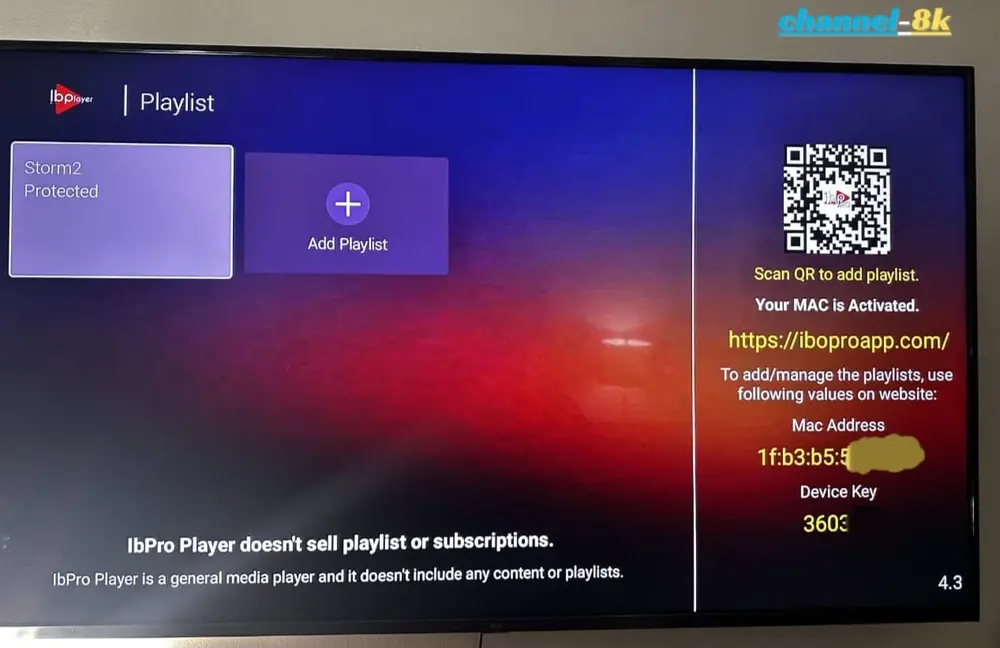 IBO Player Pro dashboard successfully activated with IPTV channels